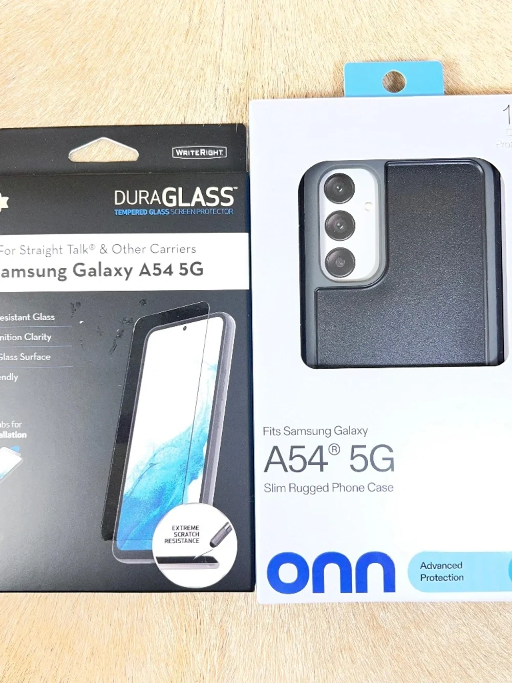 DuraGlass Screen Protector & onn. Rugged Phone Case for Samsung Galaxy A54 5G